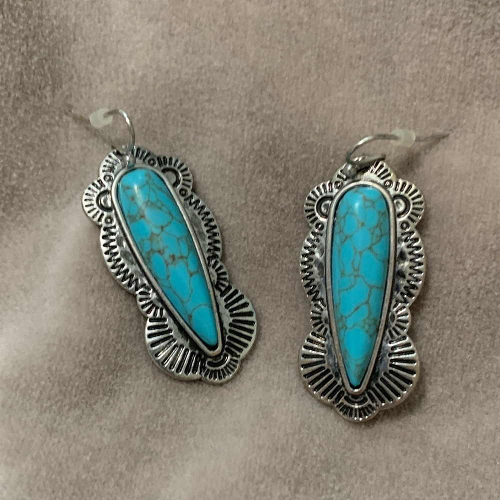 Turquoise and Silver Boho Earrings